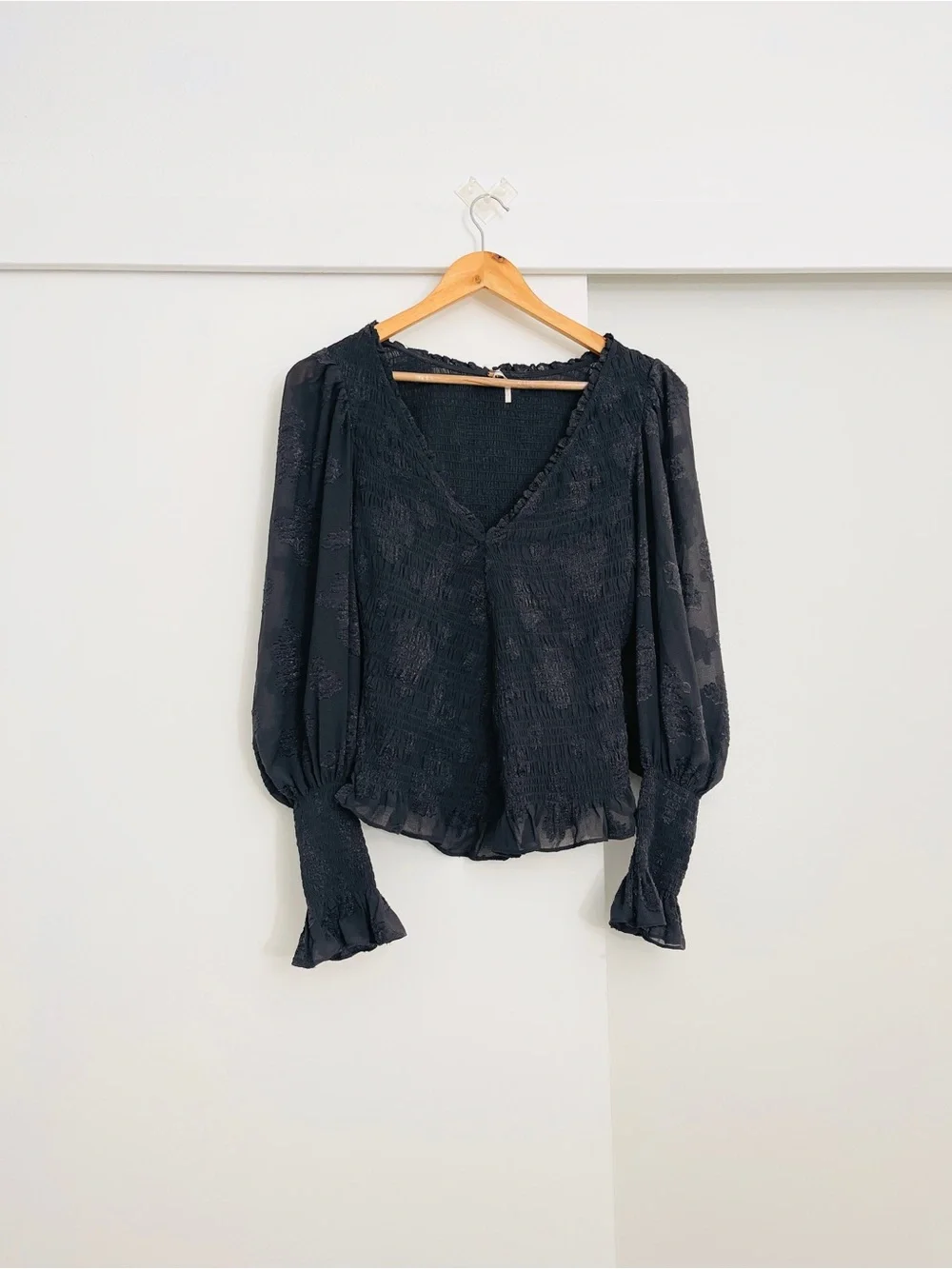 NWOT Free People Smocked In Love Long Sleeve Top Size Medium